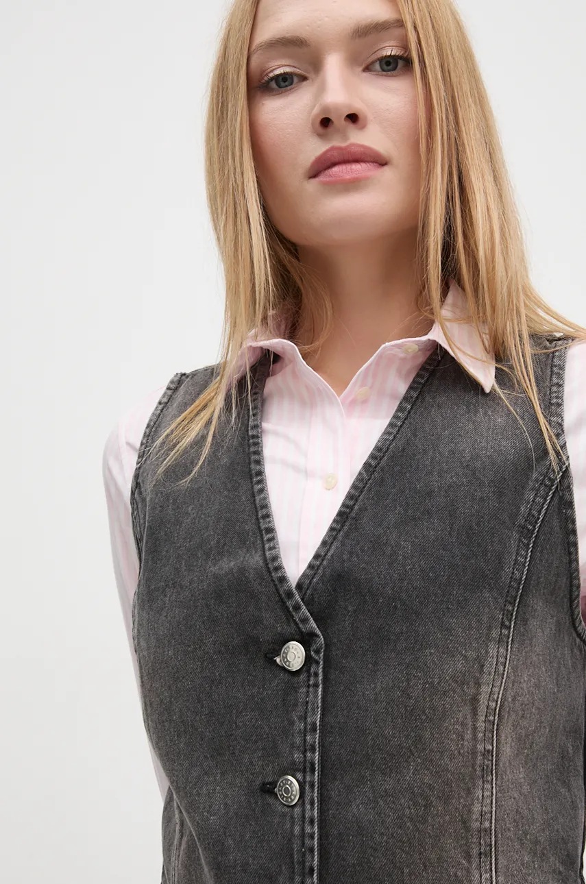 Γιλέκο τζιν Sisley χρώμα: γκρι, 22W2LJ00O φωτογραφία