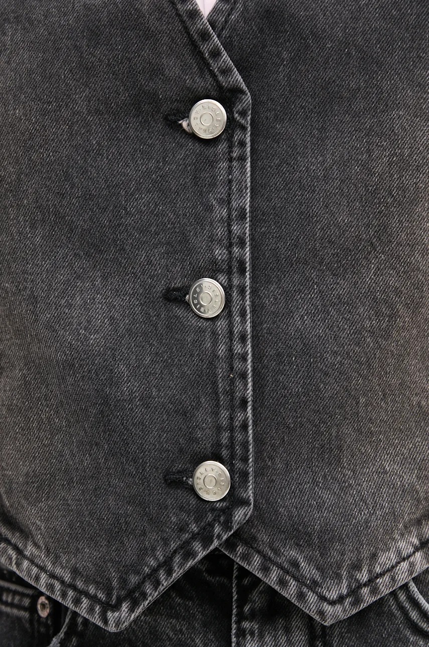 Γιλέκο τζιν Sisley χρώμα: γκρι, 22W2LJ00O φωτογραφία