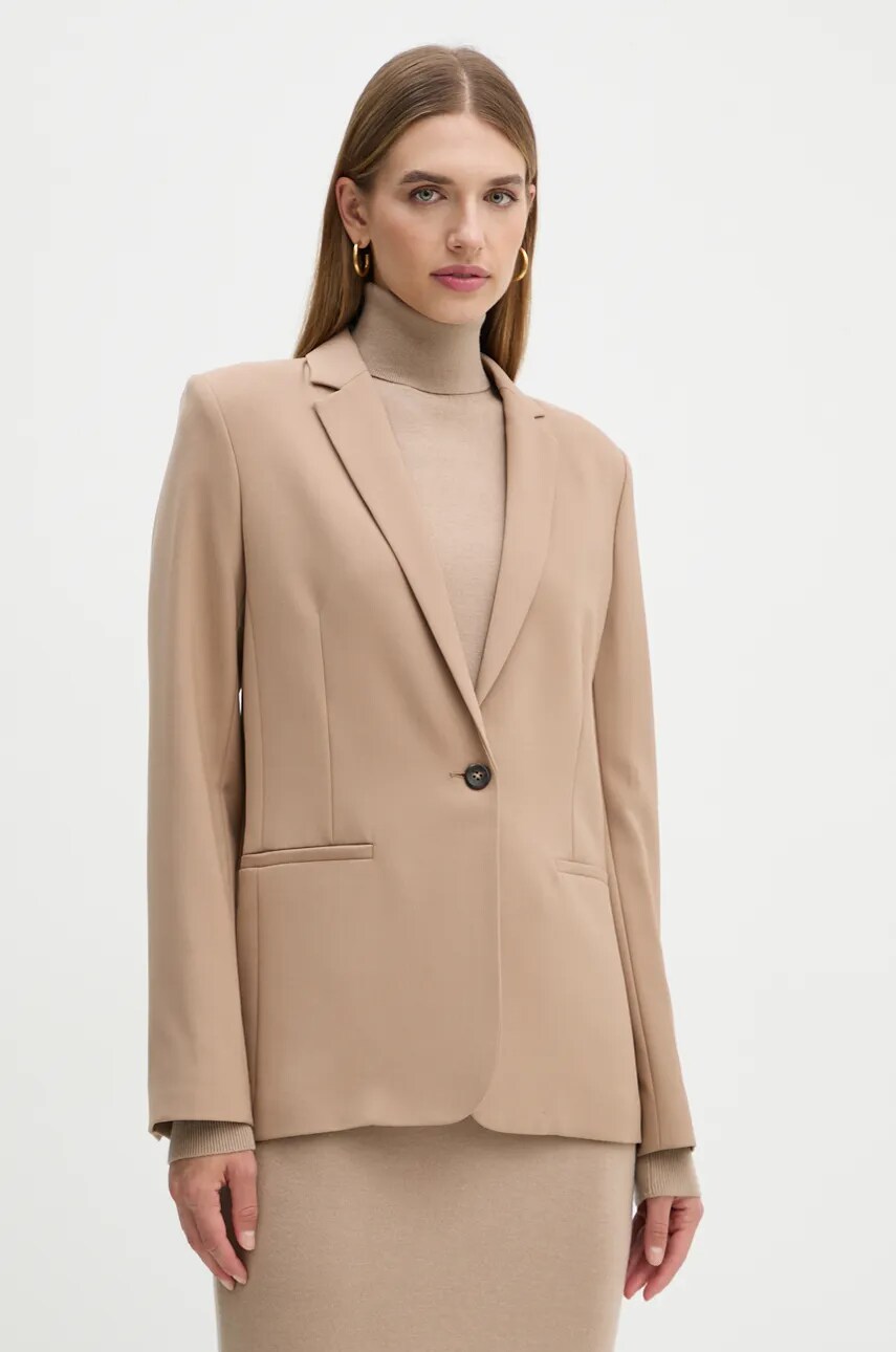 Levně Blazer s příměsí vlny Calvin Klein hnědá barva, K20K207632