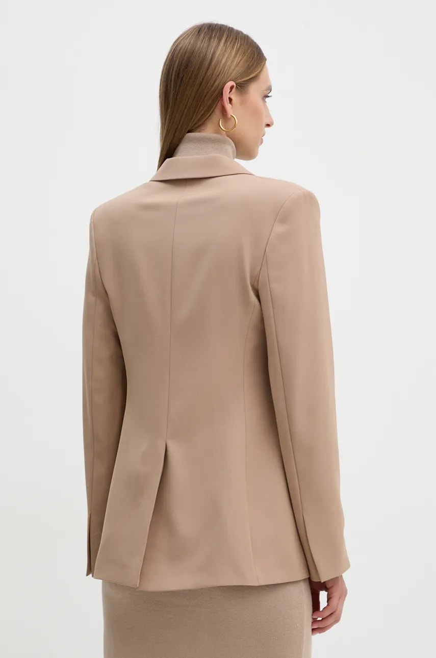 Calvin Klein blézer gyapjú keverékből barna, sima, egysoros gombolású, K20K207632 termék 2. képe