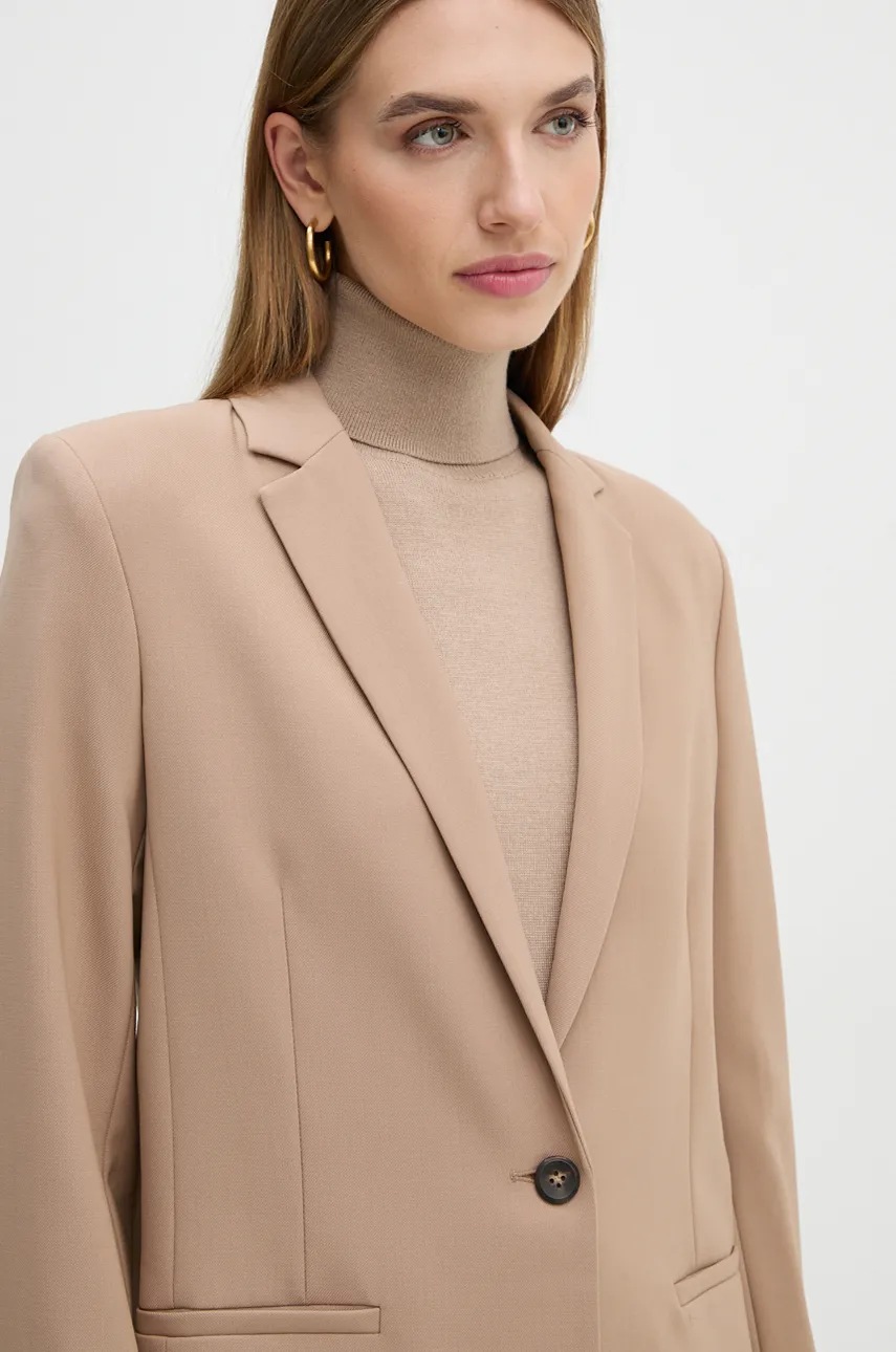 Піджак з домішкою вовни Calvin Klein колір коричневий однобортний однотонний K20K207632 