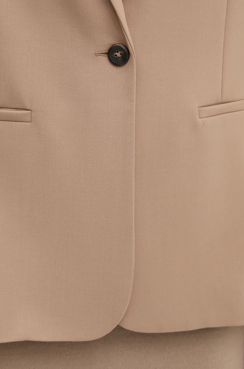 Піджак з домішкою вовни Calvin Klein колір коричневий однобортний однотонний K20K207632 
