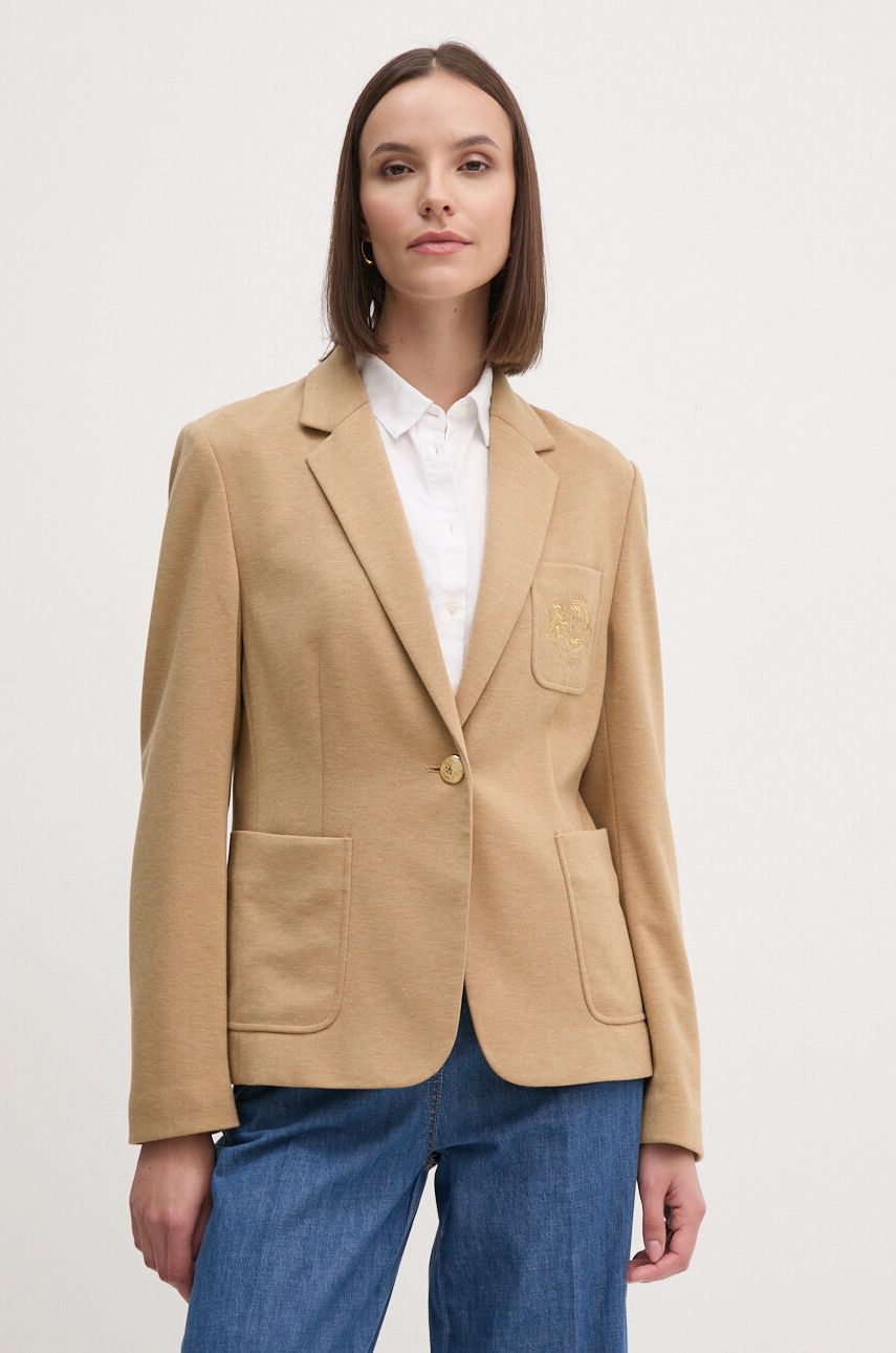 Blazer s příměsí vlny Tommy Hilfiger béžová barva, WW0WW42997