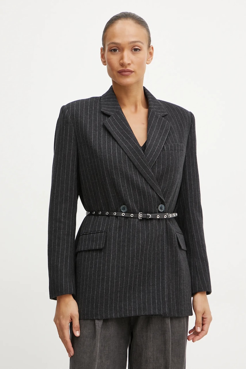 Levně Vlněné sako MICHAEL Michael Kors šedá barva, oversize, vzorovaná, MF4108DF2A