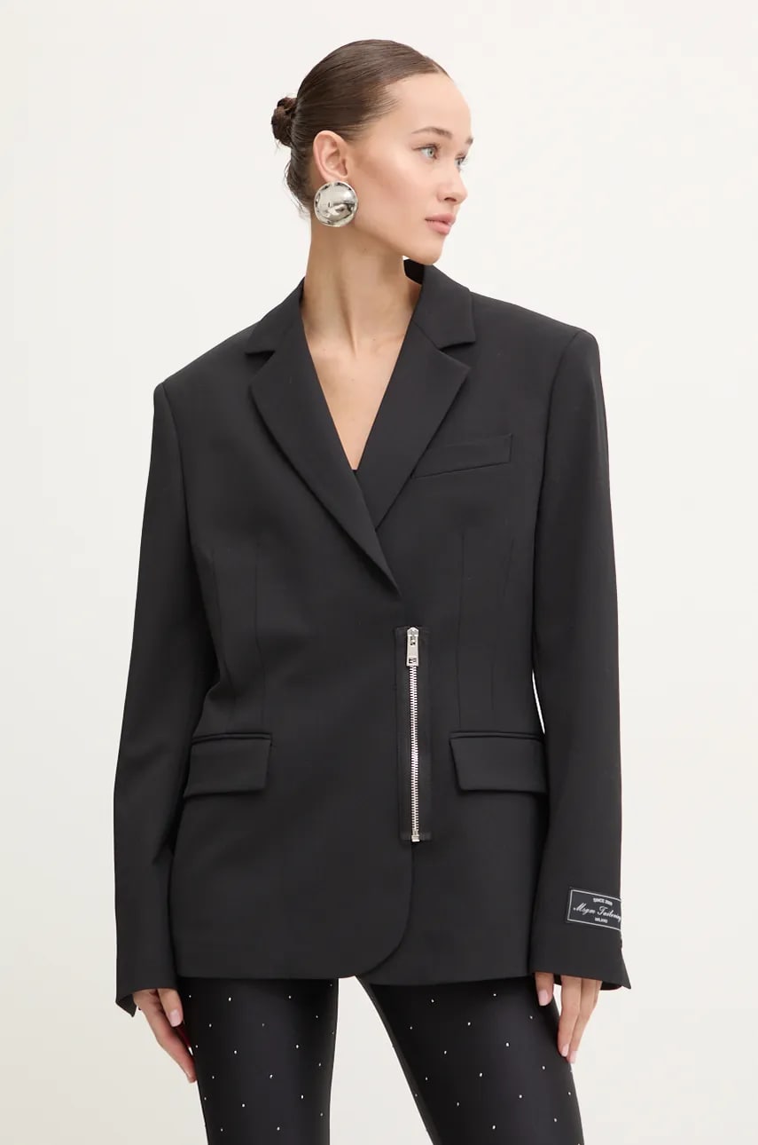 MSGM sacou din lana culoarea negru, un singur rand de nasturi, neted, 3742MDG11.247810 MSGM sacou din lana culoarea negru, un singur rand de nasturi, neted, 3742MDG11.247810