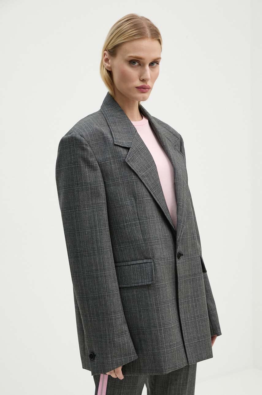 MSGM geaca de lana culoarea gri, un singur rand de nasturi, neted, 3742MDG03.247825 MSGM geaca de lana culoarea gri, un singur rand de nasturi, neted, 3742MDG03.247825