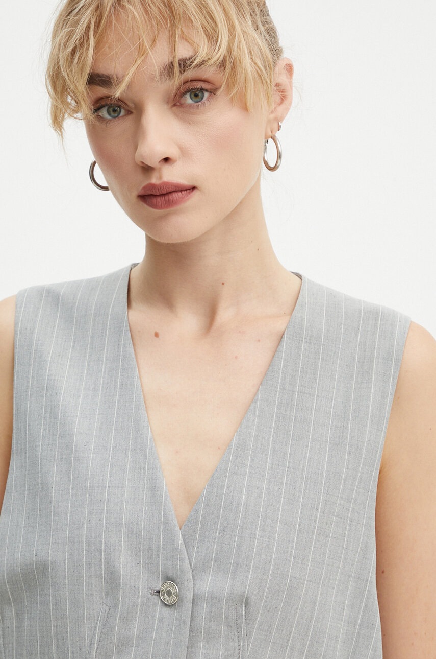 Γιλέκο από μείγμα μαλλιού Moschino Jeans χρώμα: γκρι, A1001 8725 φωτογραφία