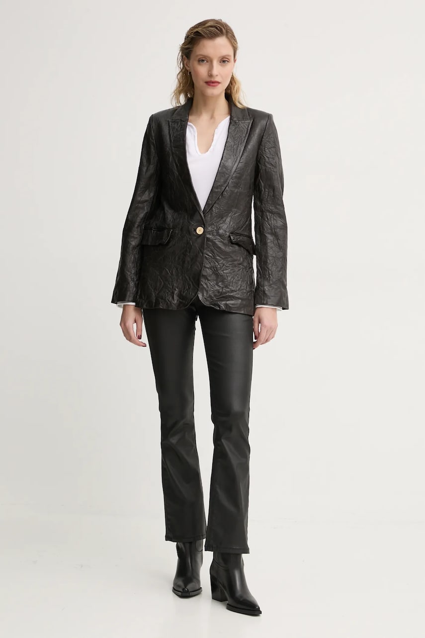 Кожаный пиджак ZADIG&VOLTAIRE цвет коричневый однобортный однотонный RWBL00059 Кожаный пиджак ZADIG&VOLTAIRE цвет коричневый однобортный однотонный RWBL00059