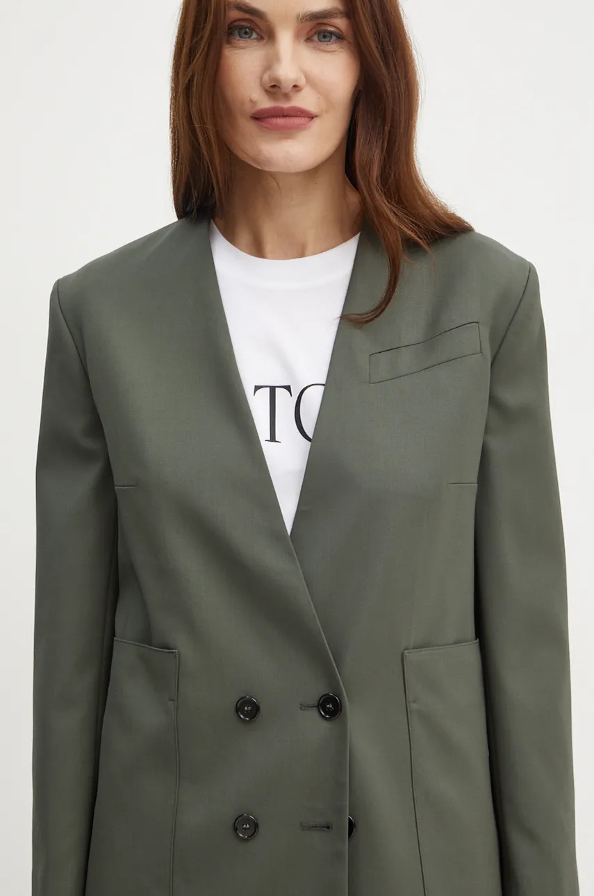 Μάλλινο σακάκι Patou χρώμα: πράσινο, JA0020103 φωτογραφία