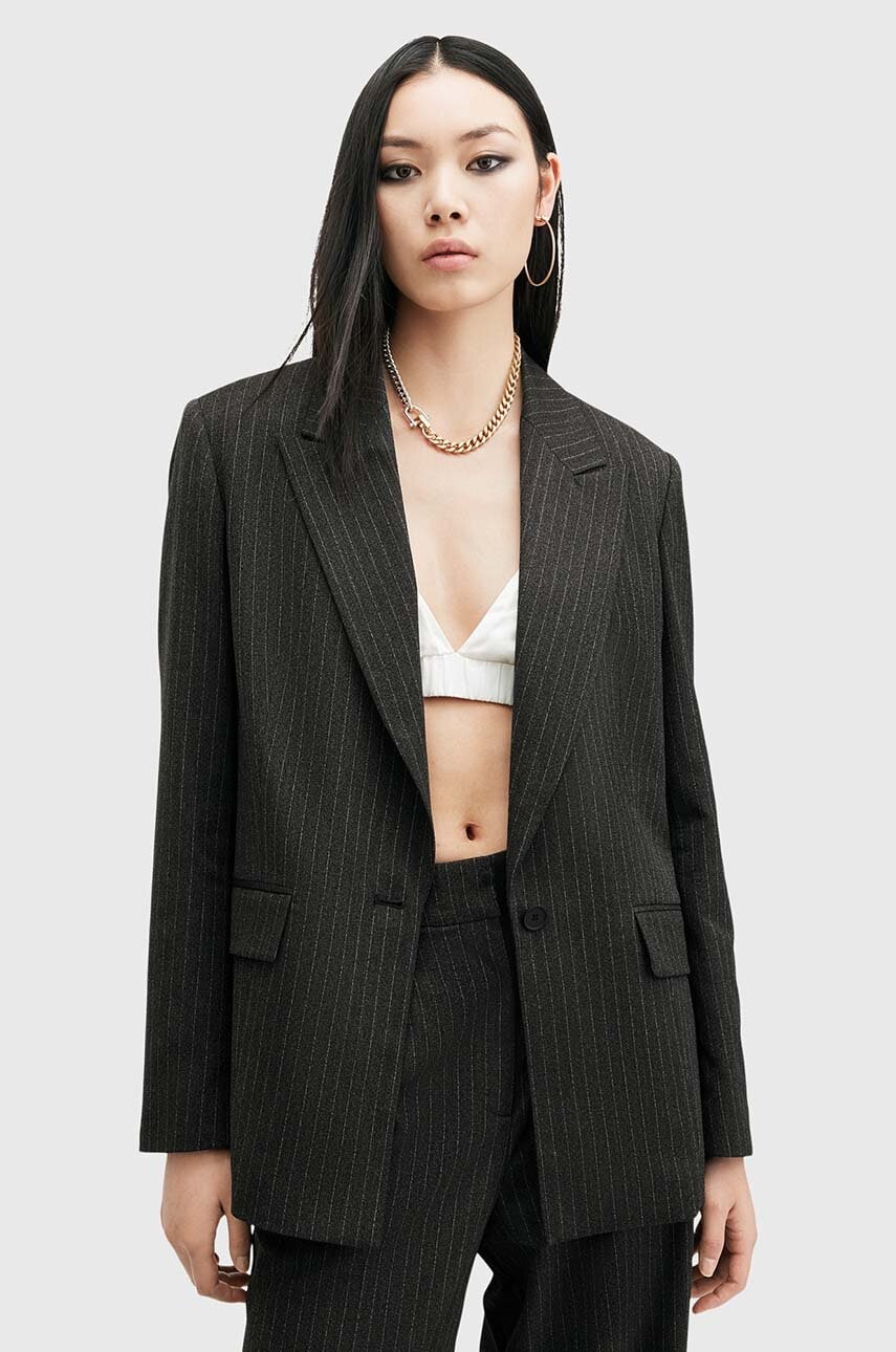 AllSaints sacou AVERIE PIN culoarea gri, oversize, modelator, W008QB AllSaints sacou AVERIE PIN culoarea gri, oversize, modelator, W008QB