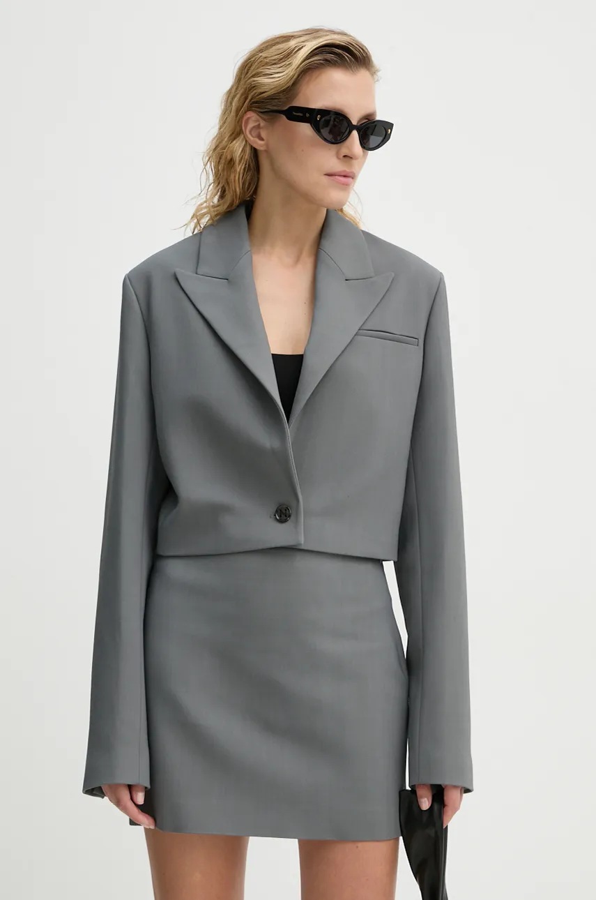 Σακάκι Nanushka AIDULA χρώμα: γκρι, NW24PFSG18655 φωτογραφία