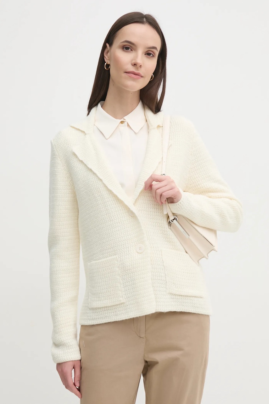 Sisley cardigan din amestec de lana culoarea bej, light, 1176M602D