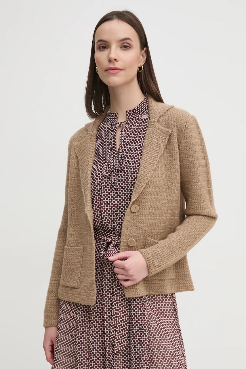Sisley cardigan din amestec de lana culoarea bej, light, 1176M602D Sisley cardigan din amestec de lana culoarea bej, light, 1176M602D