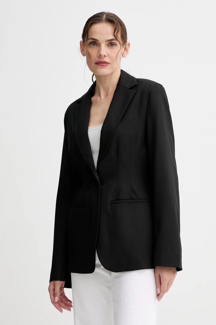 Samsoe Samsoe sacou Saliza culoarea negru, un singur rând de nasturi, uni, F24300007