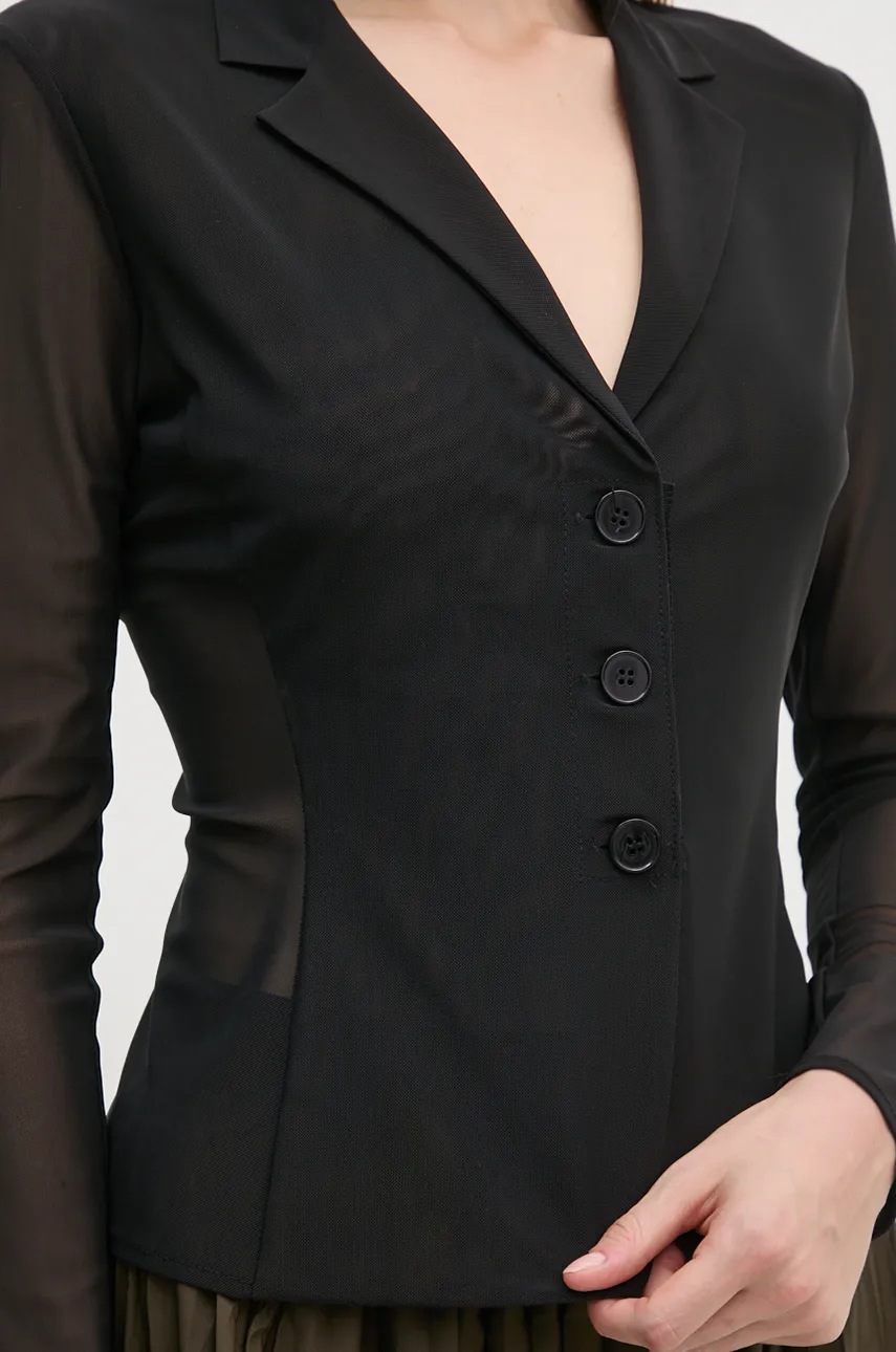 Πουκάμισο Sandro Ferrone χρώμα: μαύρο, SFS23YBEBLETILLA φωτογραφία