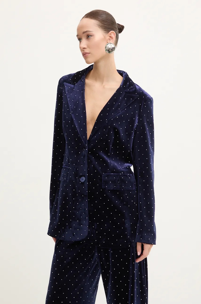 Never Fully Dressed sacou Navy Hot Fix Blazer culoarea albastru marin, un singur rand de nasturi, NFDOU395 Never Fully Dressed sacou Navy Hot Fix Blazer culoarea albastru marin, un singur rand de nasturi, NFDOU395