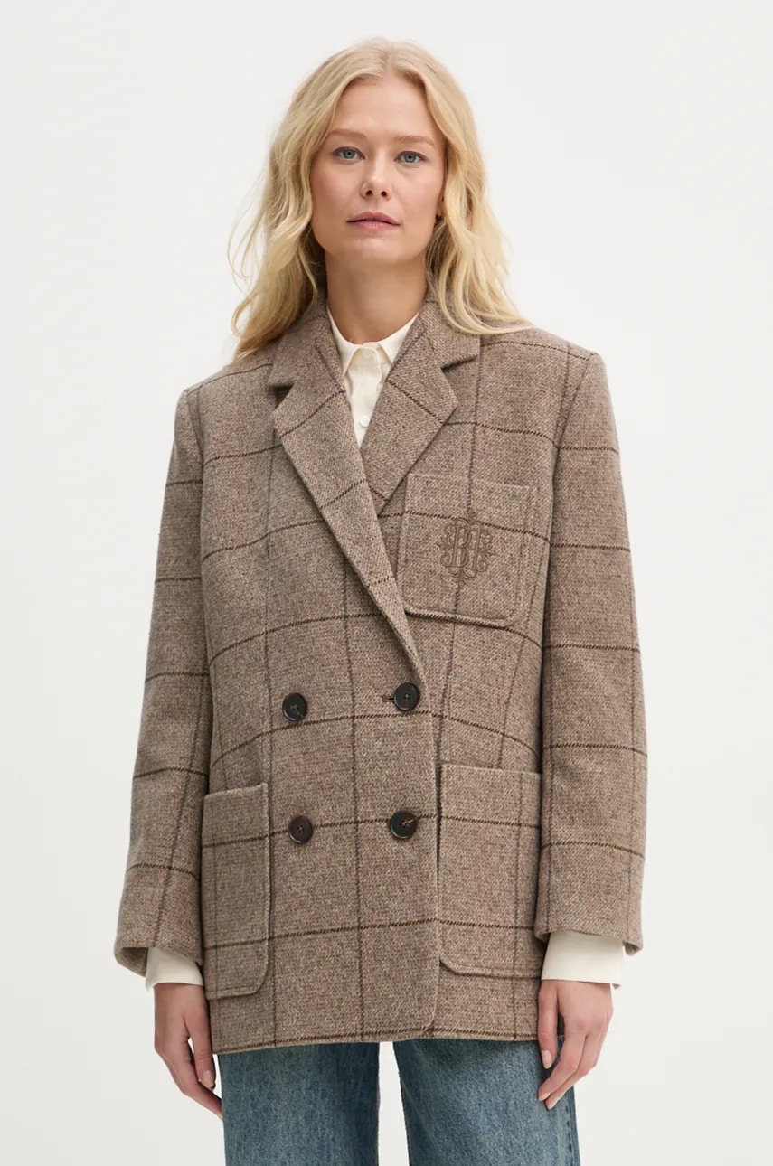 By Malene Birger sacou din lana RAILEY culoarea bej, cu doua randuri de nasturi, modelator, Q72631004 By Malene Birger sacou din lana RAILEY culoarea bej, cu doua randuri de nasturi, modelator, Q72631004