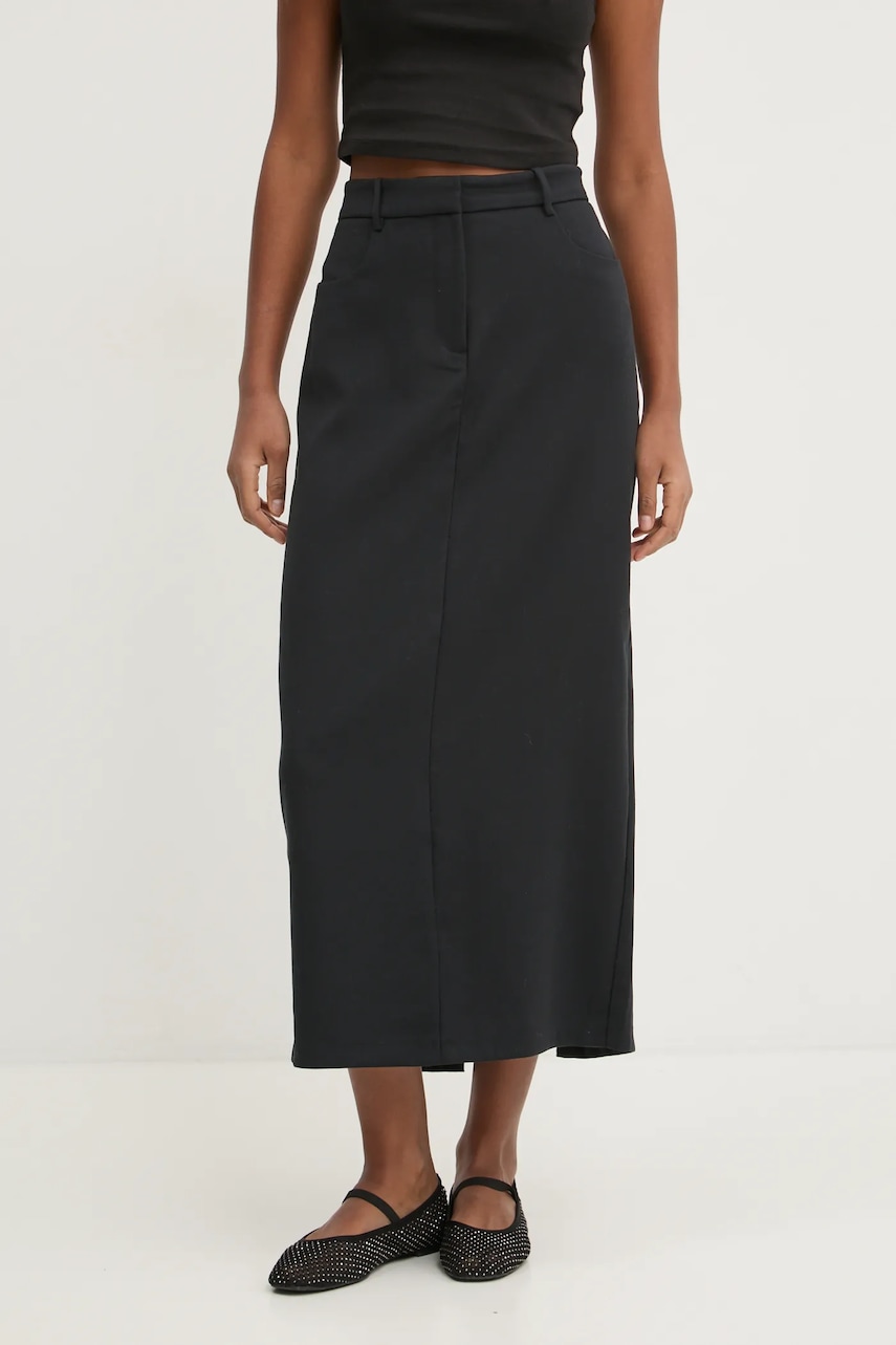 Abercrombie & Fitch fusta culoarea negru, maxi, creion, KI143-4218