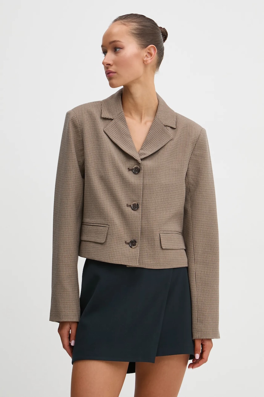 Abercrombie & Fitch sacou culoarea maro, un singur rand de nasturi, modelator, KI144-4154 Abercrombie & Fitch sacou culoarea maro, un singur rand de nasturi, modelator, KI144-4154