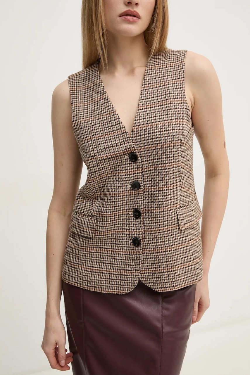 Pedro del Hierro vesta culoarea bej, un singur rand de nasturi, 7318945 Pedro del Hierro vesta culoarea bej, un singur rand de nasturi, 7318945