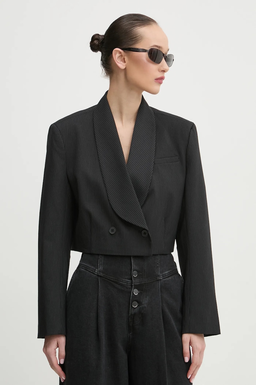 MUNTHE sacou SILVIE culoarea negru, cu doua randuri de nasturi, modelator, 244150124412 MUNTHE sacou SILVIE culoarea negru, cu doua randuri de nasturi, modelator, 244150124412
