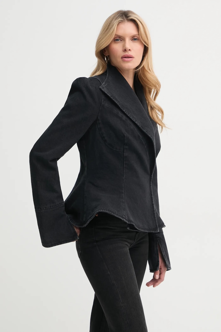 K+LUSHA jacheta denim culoarea negru, cu doua randuri de nasturi, neted, KLW09006DF139KLW55 K+LUSHA jacheta denim culoarea negru, cu doua randuri de nasturi, neted, KLW09006DF139KLW55