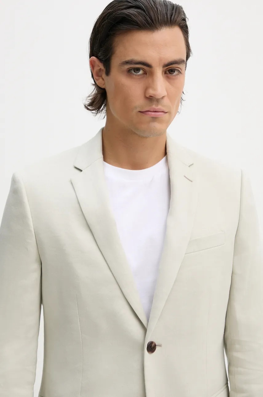 Λινό πανωφόρι Theory χρώμα: γκρι, O0473101 φωτογραφία