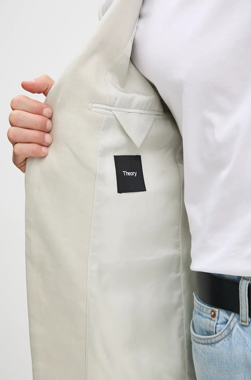 Λινό πανωφόρι Theory χρώμα: γκρι, O0473101 φωτογραφία