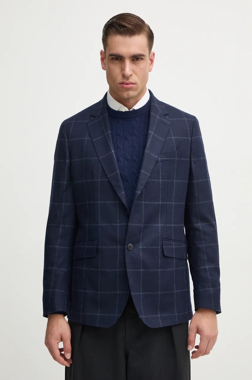 Hackett London geaca de lana culoarea albastru marin, HM470548R Hackett London geaca de lana culoarea albastru marin, HM470548R