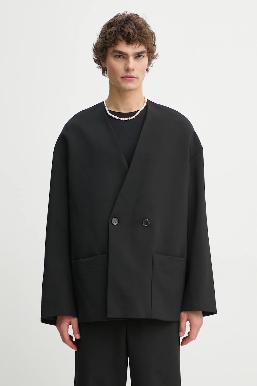 Nanushka sacou din lână CEDRIC culoarea negru, NM24FWJK24499
