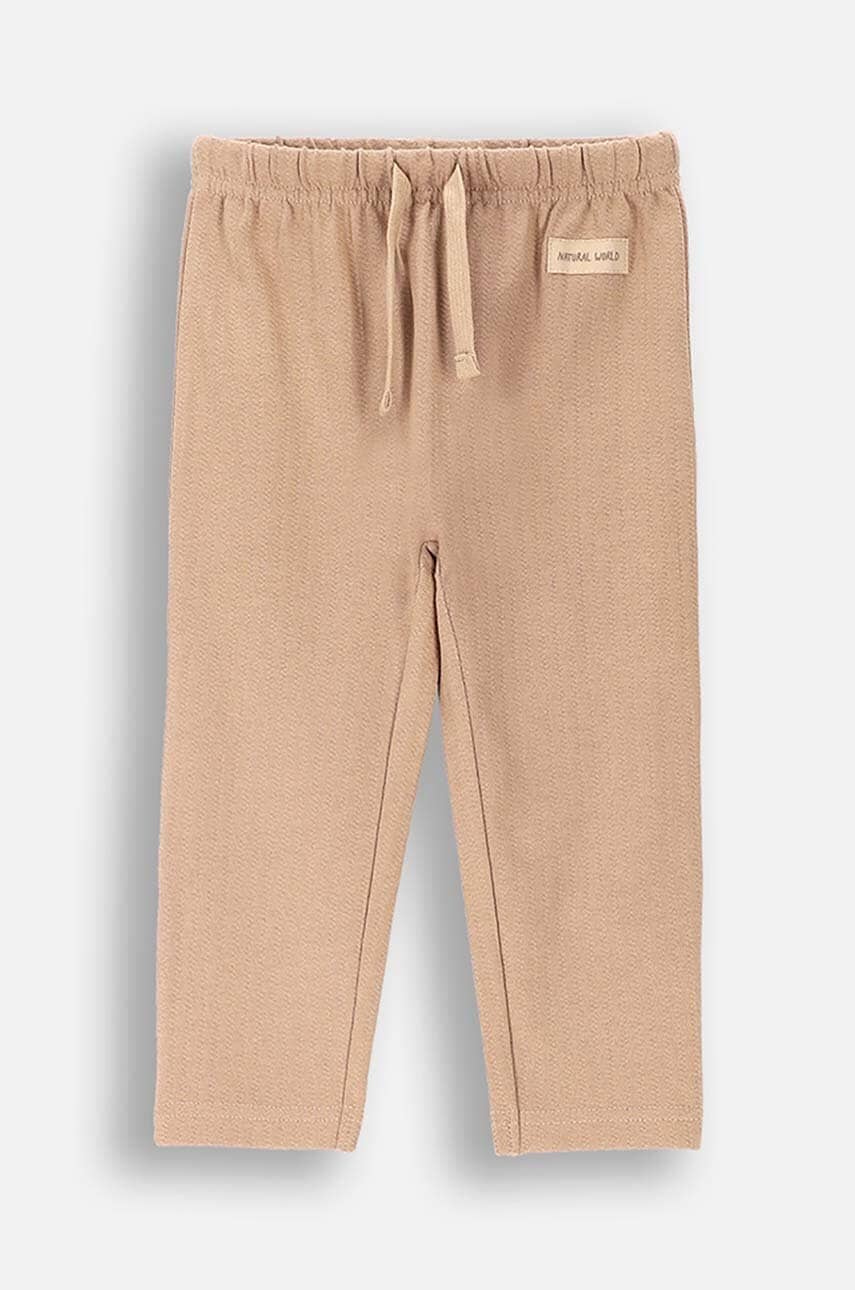 Coccodrillo pantaloni de trening din bumbac pentru copii culoarea bej, neted, FRIENDS TOGETHER BOY NEWBORN