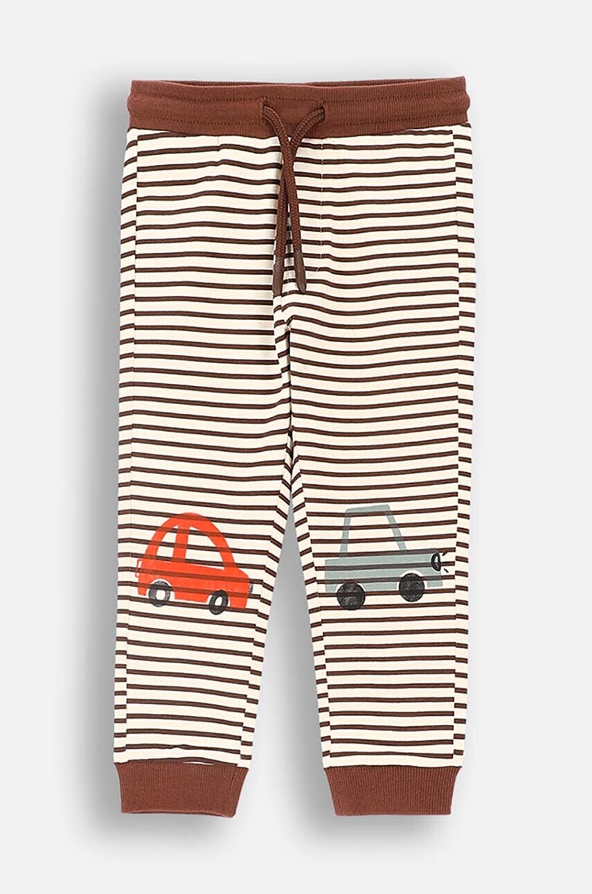 Coccodrillo pantaloni de trening din bumbac pentru copii culoarea maro, modelator, MY WAY BOY NEWBORN