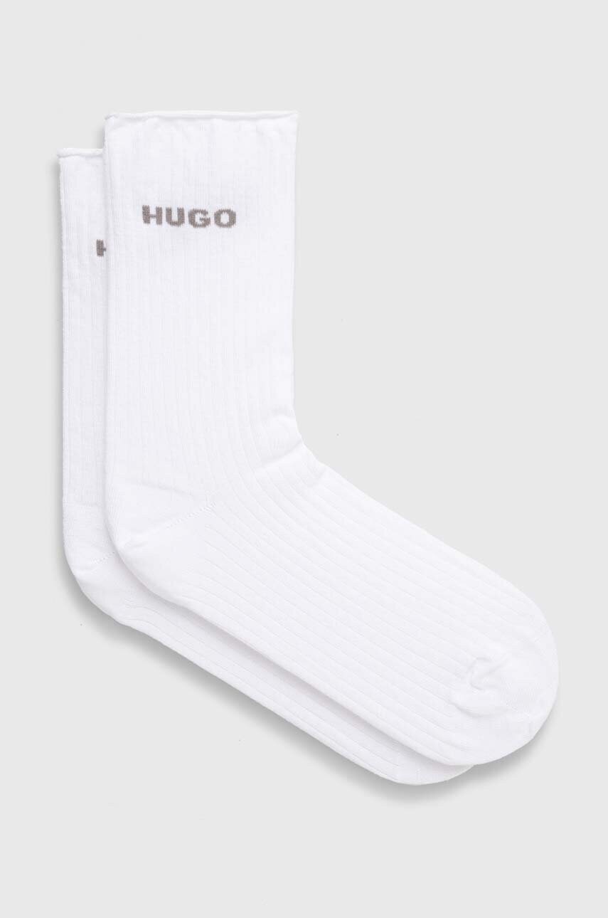 HUGO sosete 2-pack femei, culoarea alb, 50502080