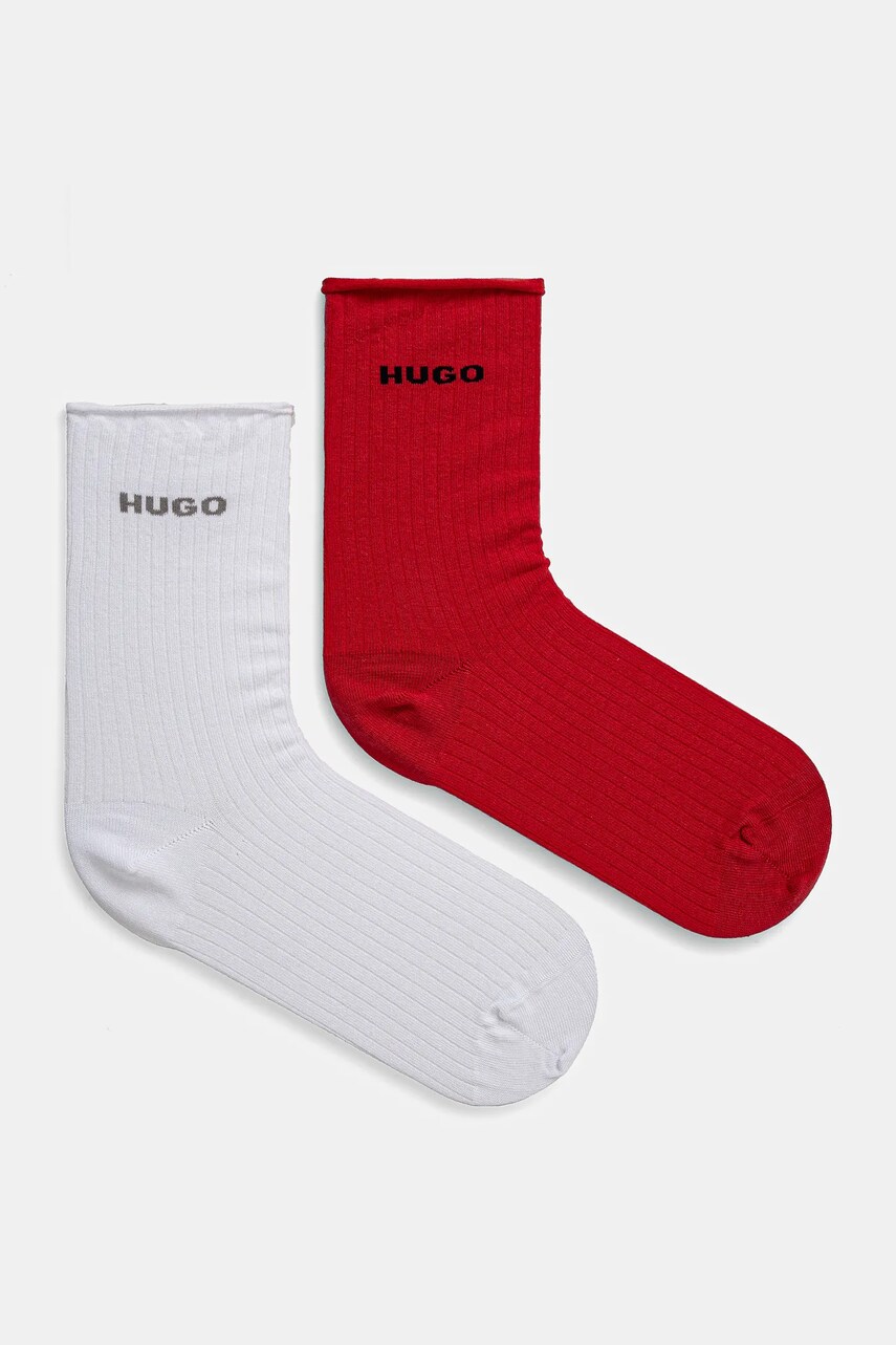 HUGO sosete 2-pack femei, culoarea rosu, 50502080