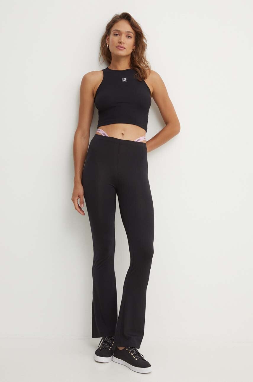 HUGO pantaloni de lounge culoarea negru, evazati, high waist, 50518173