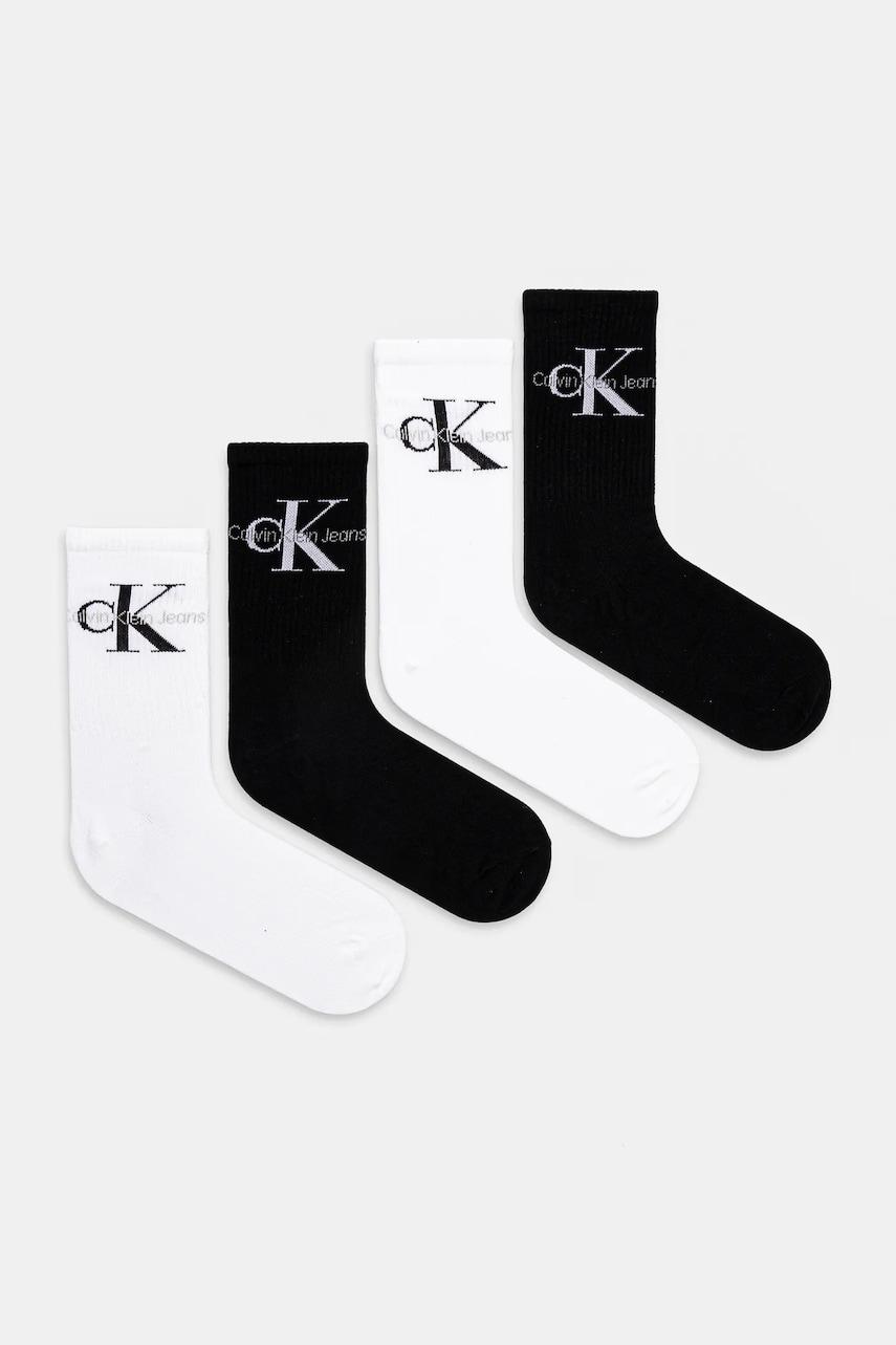 Levně Ponožky Calvin Klein Jeans 4-pack dámské, černá barva, 701229462