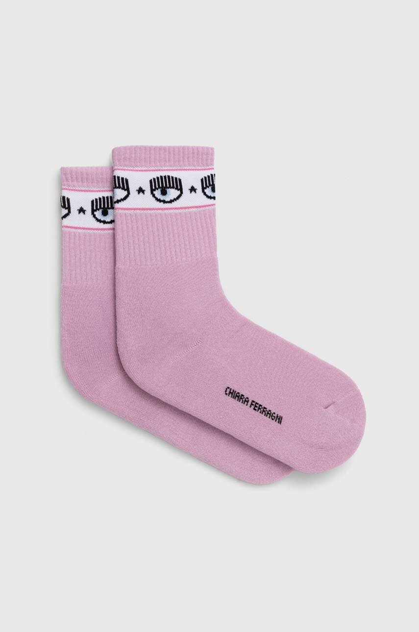 Chiara Ferragni sosete femei, culoarea violet, 77SB0J02