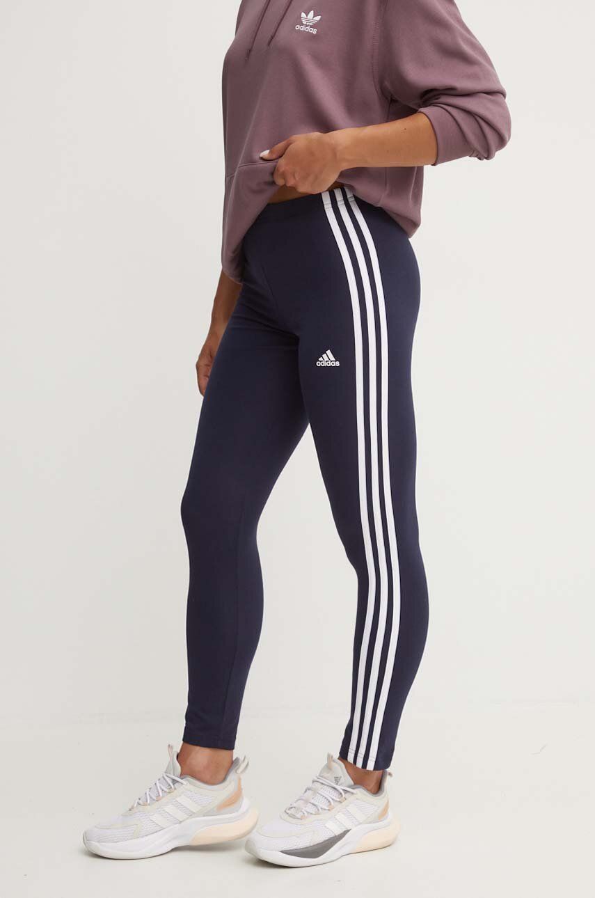 adidas colanti Essentials femei, culoarea albastru marin, cu imprimeu, IC9893