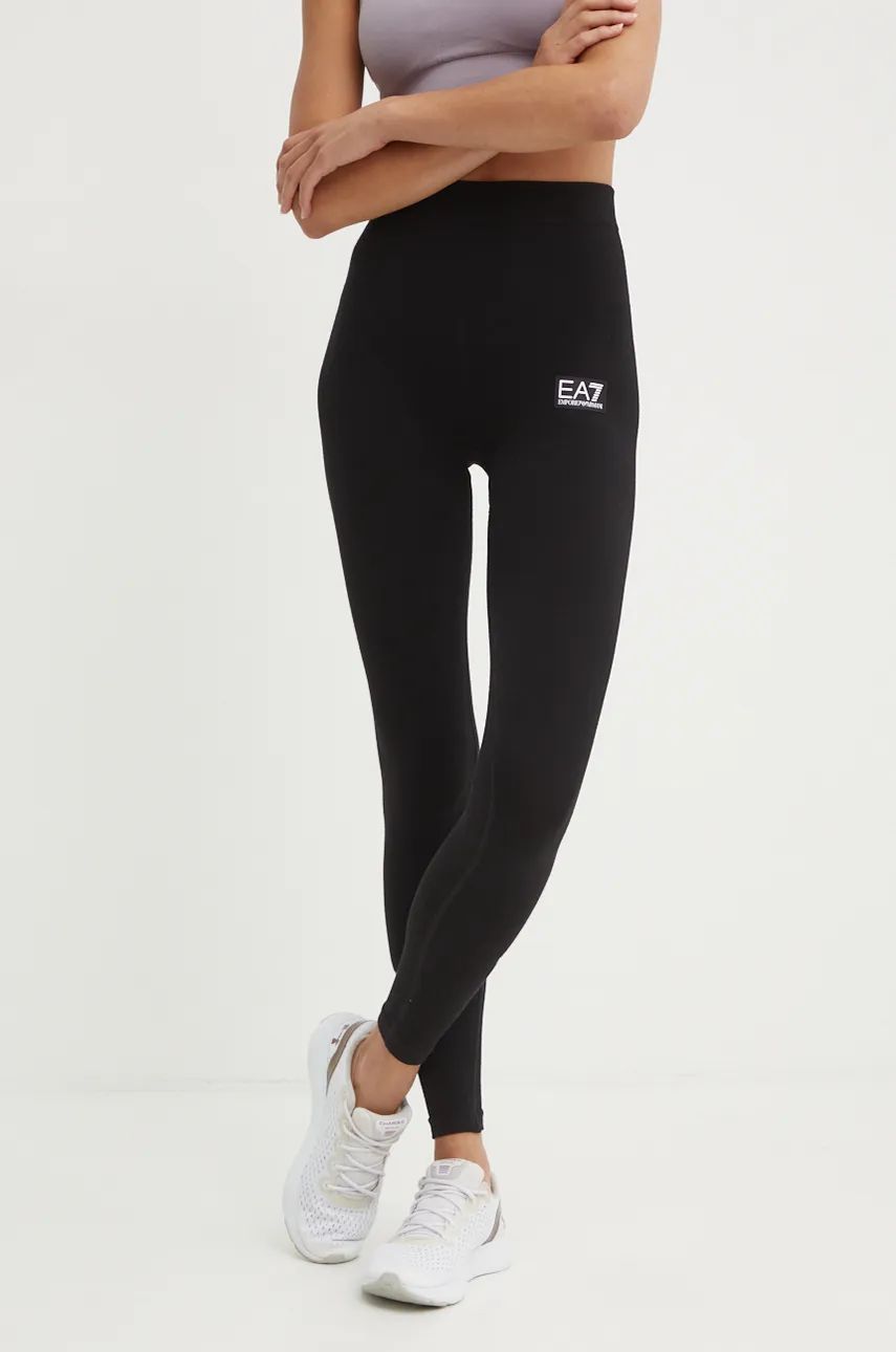 EA7 Emporio Armani leggins de antrenament culoarea negru, neted, TJOBZ.6DTP53