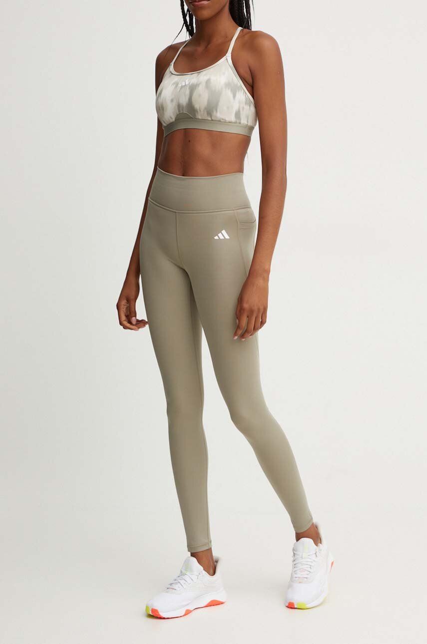 adidas Performance leggins de antrenament Strength culoarea verde, neted, IX5024