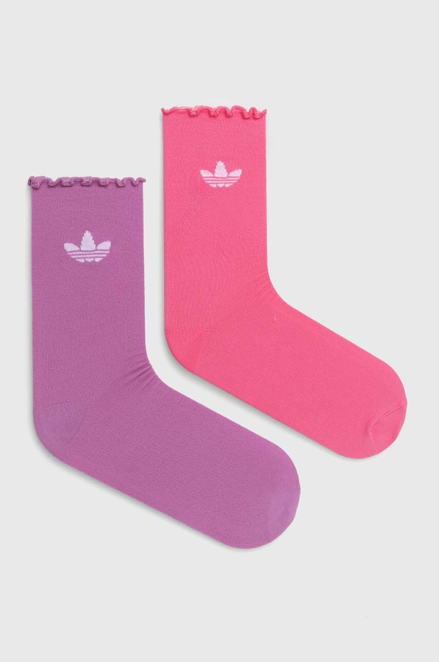 adidas Originals sosete copii 2-pack femei, culoarea roz, IX7650