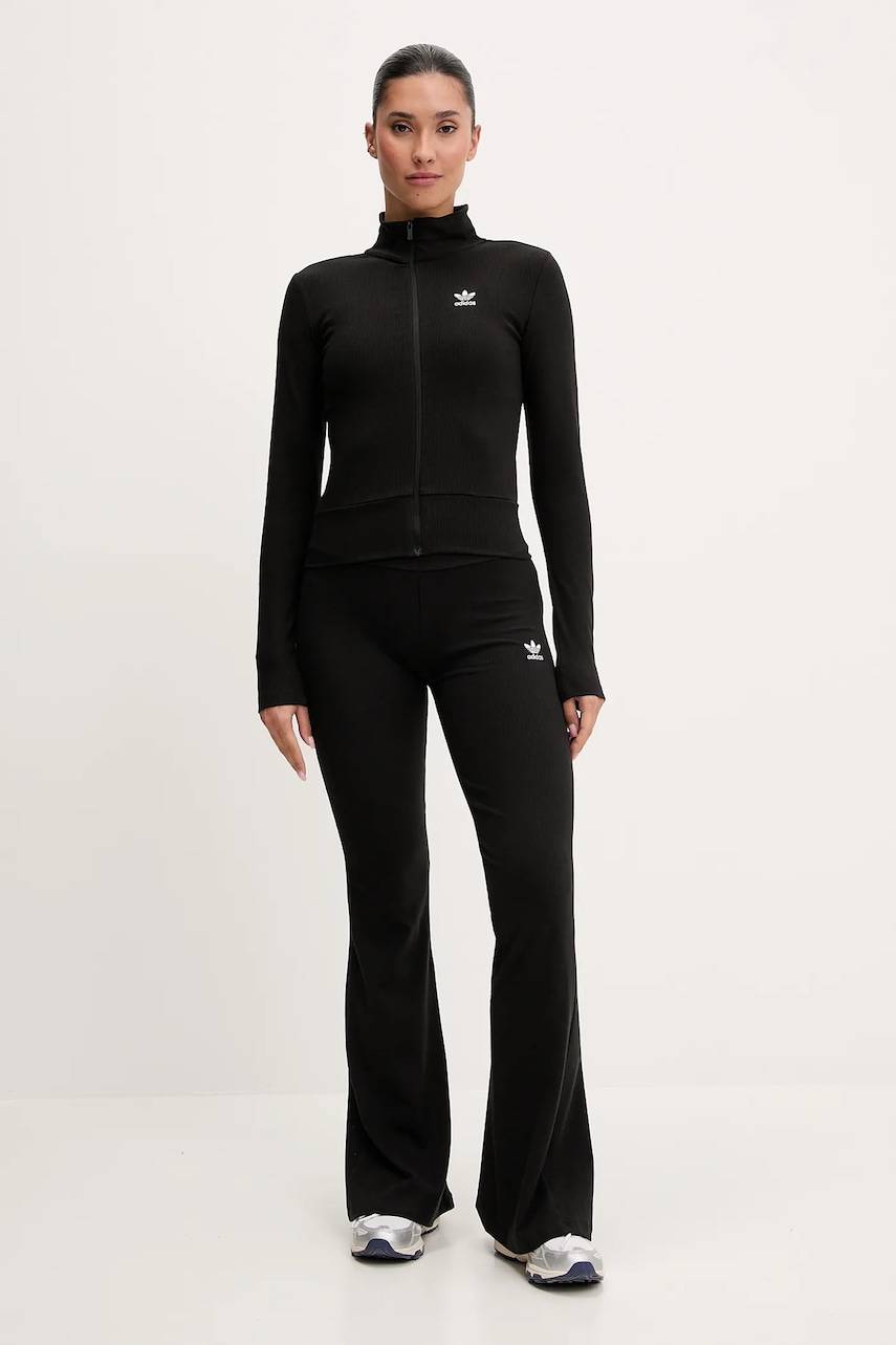 Брюки adidas Originals женские цвет чёрный клёш высокая посадка IW5727