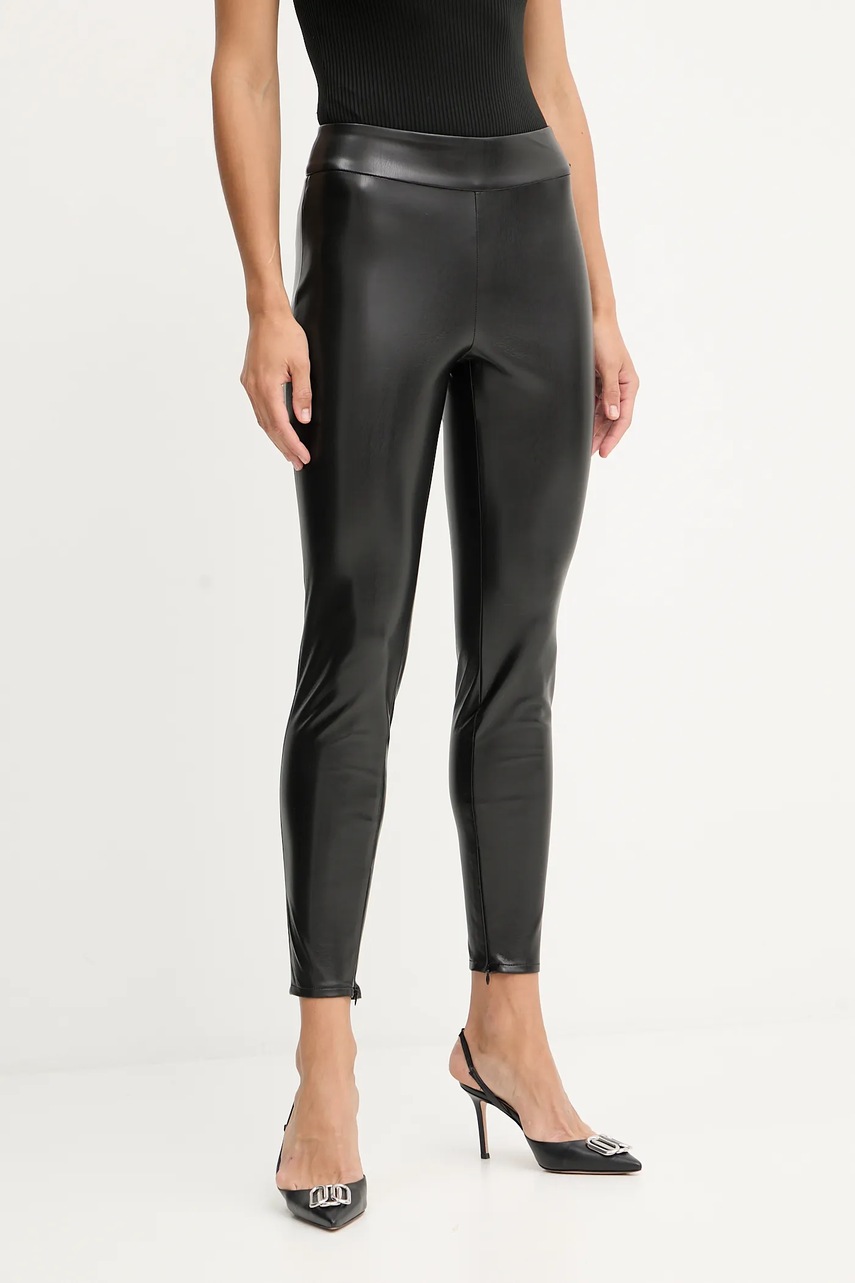 Levně Kalhoty Guess PRESCILLA dámské, hnědá barva, přiléhavé, high waist, W4BB18 WGIK0