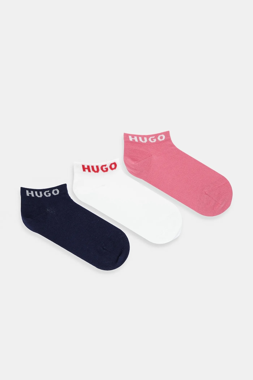 HUGO șosete 3-pack culoarea alb, 50516407