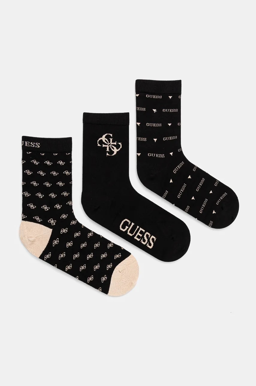 Levně Ponožky Guess 3-pack dámské, černá barva, O4BG03.KCJ20
