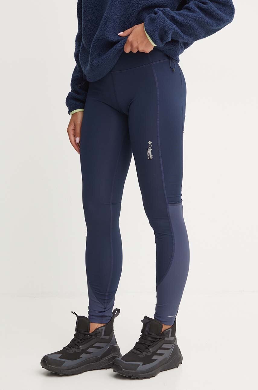 Columbia leggins sport Cirque River femei, culoarea albastru marin, neted, 2106731