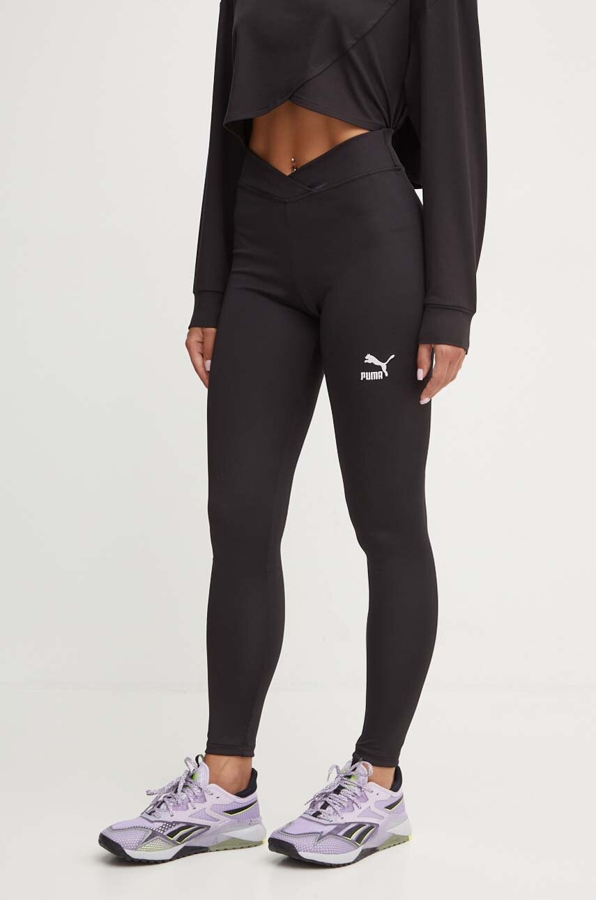 Puma leggins de antrenament Classics culoarea negru, neted, 626578