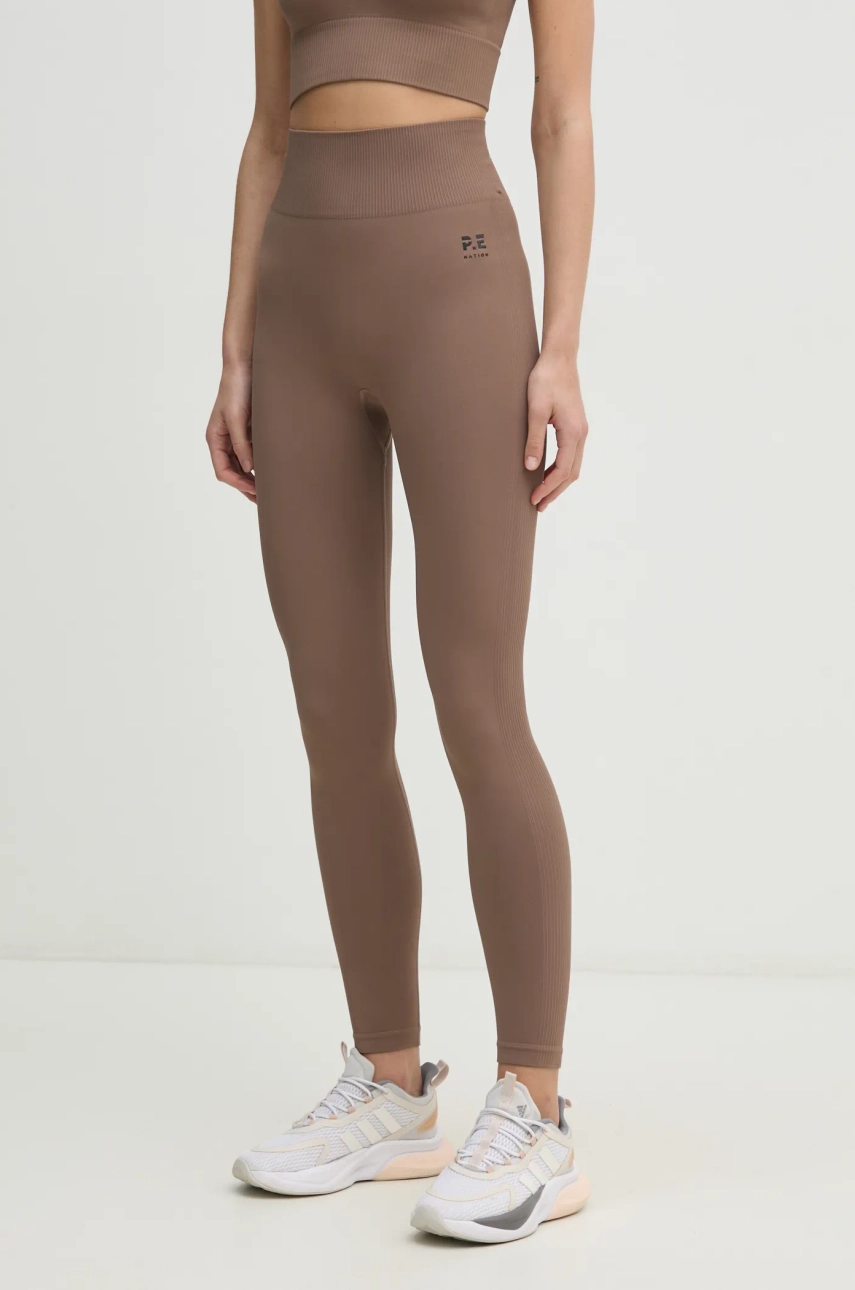 P.E Nation leggins de antrenament Restore Seamless culoarea maro, neted, 243G295