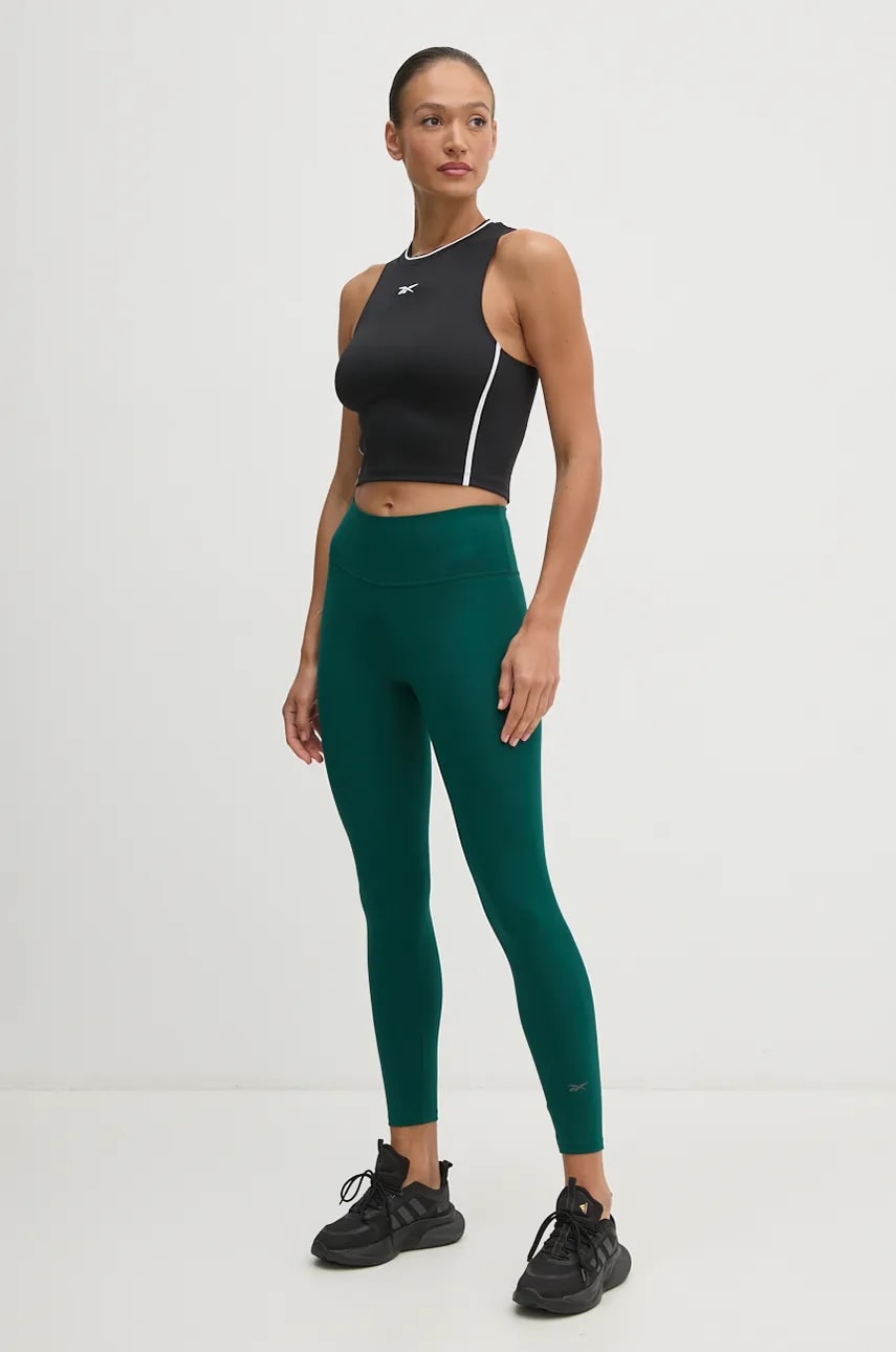 Тренировочные леггинсы Reebok Active Collective Dreamblend цвет зелёный однотонные 100205552 Тренировочные леггинсы Reebok Active Collective Dreamblend цвет зелёный однотонные 100205552