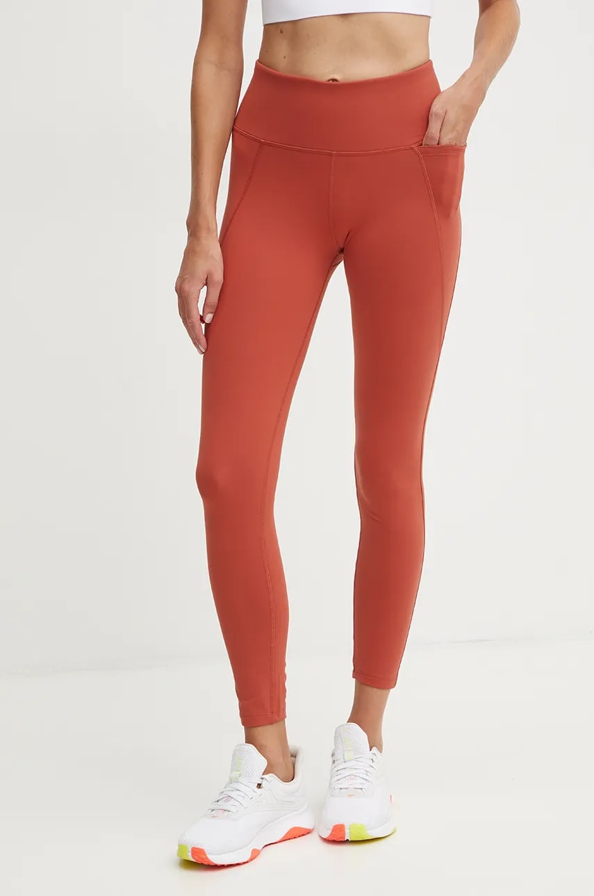 Reebok leggins de antrenament LUX Collection culoarea portocaliu, neted, 100205604 Reebok leggins de antrenament LUX Collection culoarea portocaliu, neted, 100205604